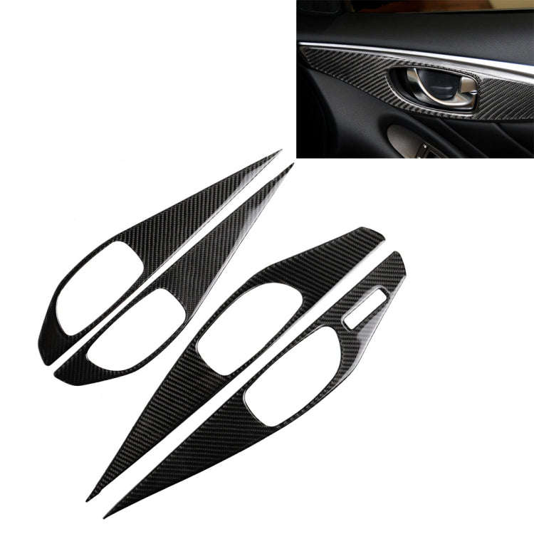 4 PCS Car Carbon Fiber Door Inner Handle Panel Decorative Sticker for Infiniti Q50 2014-2020, Lef...