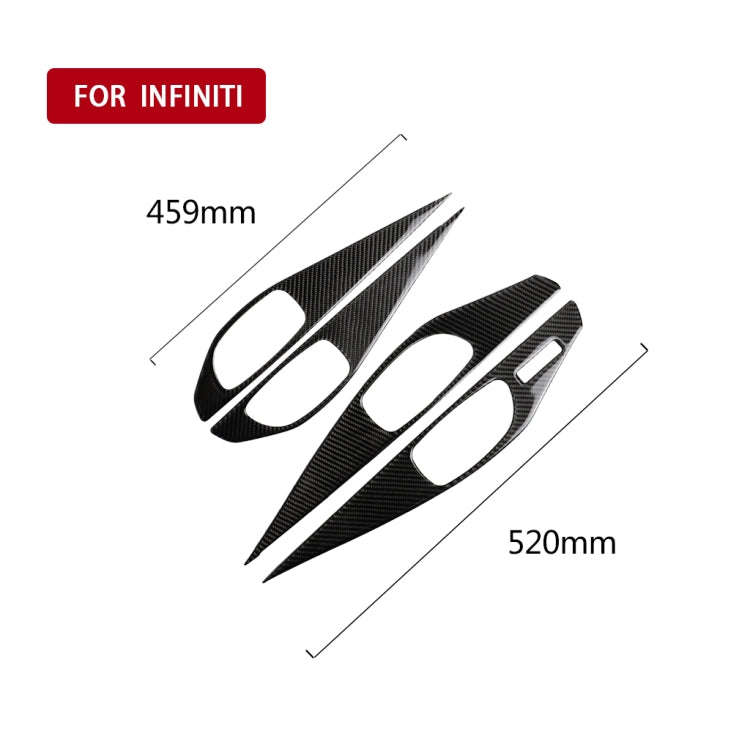 4 PCS Car Carbon Fiber Door Inner Handle Panel Decorative Sticker for Infiniti Q50 2014-2020, Lef...