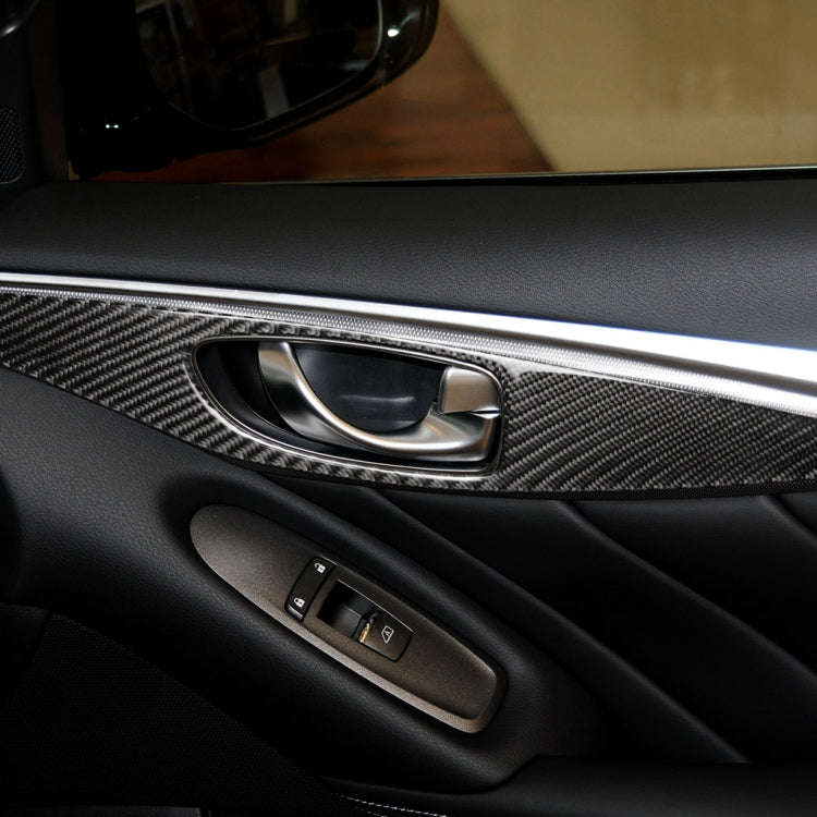 4 PCS Car Carbon Fiber Door Inner Handle Panel Decorative Sticker for Infiniti Q50 2014-2020, Lef...