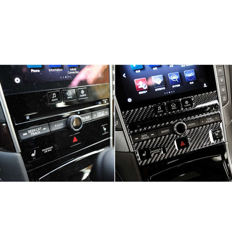 Car Carbon Fiber CD  Console Panel Decorative Sticker for Infiniti Q50 / Q60 2014-2020
