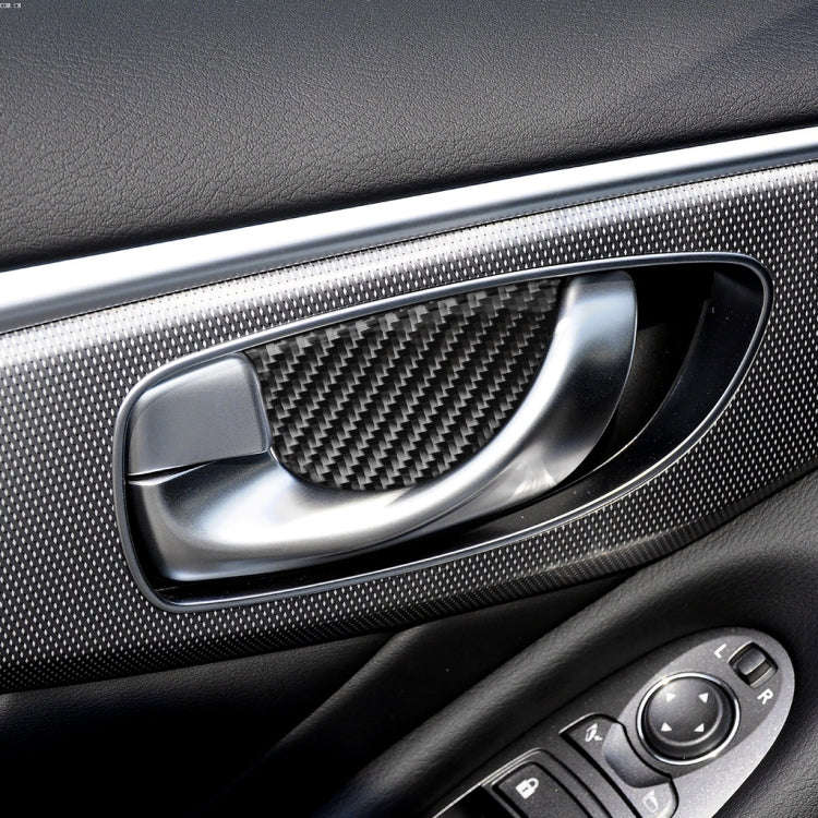 4 PCS Car Carbon Fiber Door Inner Handle Wrist Panel Decorative Sticker for Infiniti Q50 / Q60 20...