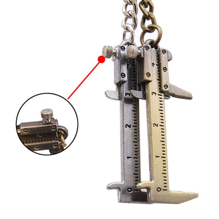 5 PCS Mini Vernier Caliper Keychain Key Rings (Bronze)