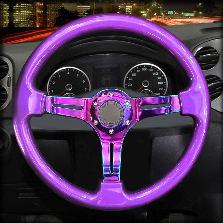 Car Colorful Modified Racing Sport Horn Button Steering Wheel, Diameter: 35cm(Purple)