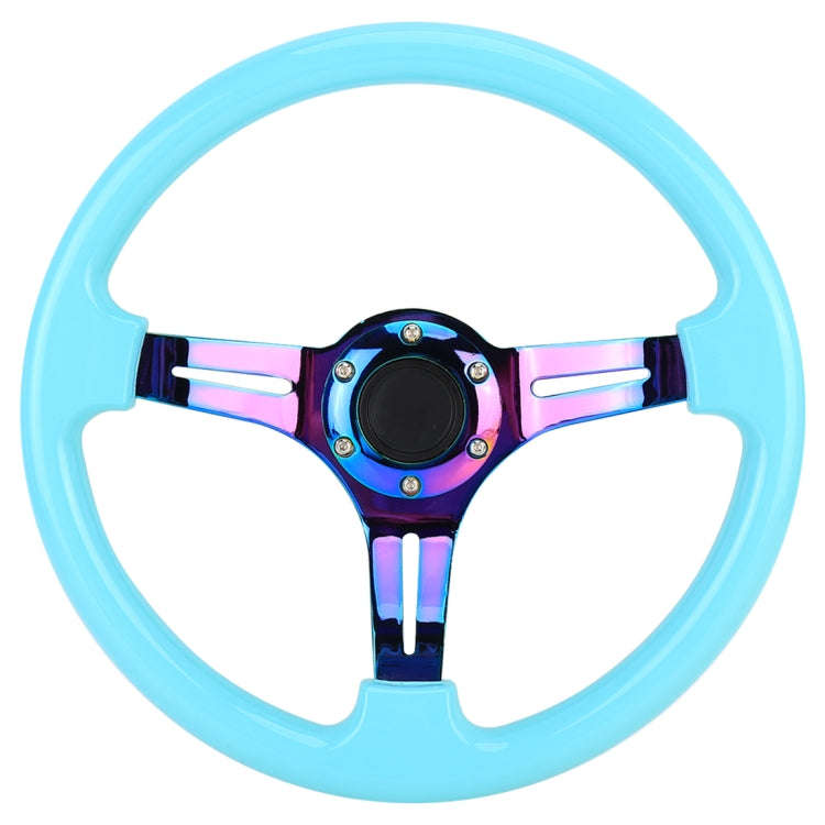 Car Colorful Modified Racing Sport Horn Button Steering Wheel, Diameter: 35cm(Sky Blue)