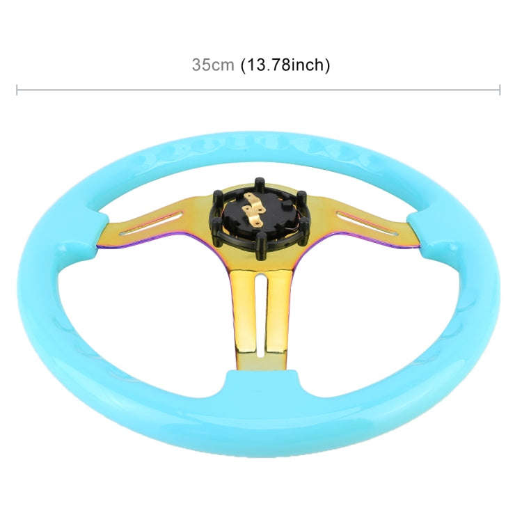 Car Colorful Modified Racing Sport Horn Button Steering Wheel, Diameter: 35cm(Sky Blue)