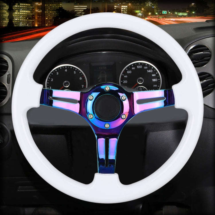 Car Colorful Modified Racing Sport Horn Button Steering Wheel, Diameter: 35cm(White)
