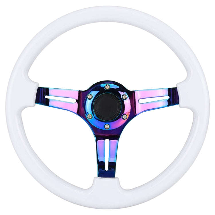 Car Colorful Modified Racing Sport Horn Button Steering Wheel, Diameter: 35cm(White)