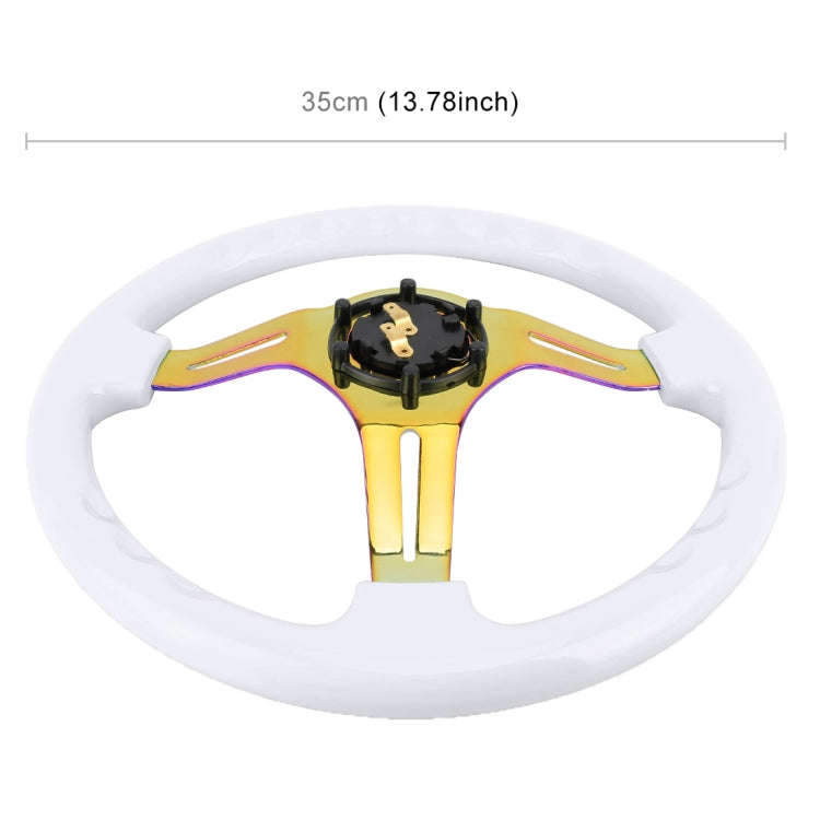 Car Colorful Modified Racing Sport Horn Button Steering Wheel, Diameter: 35cm(White)