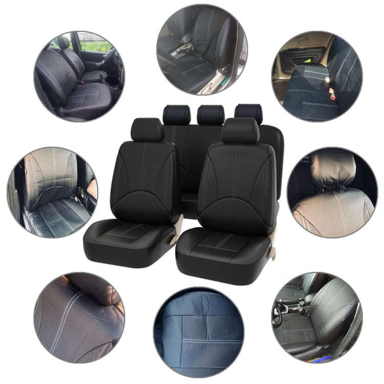 4 in 1 Universal PU Leather Four Seasons Anti-Slippery Front Seat Cover Cushion Mat Set for 2 Sea...