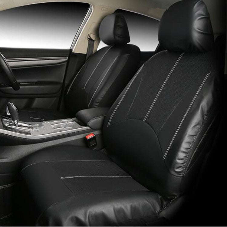 4 in 1 Universal PU Leather Four Seasons Anti-Slippery Front Seat Cover Cushion Mat Set for 2 Sea...