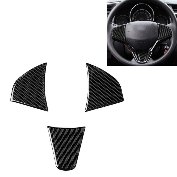 3 in 1 Car Carbon Fiber Steering Wheel Button Decorative Sticker for Honda Fit, Left and Right Dr...