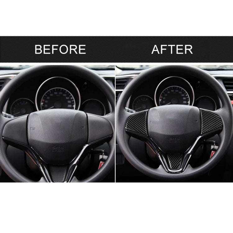 3 in 1 Car Carbon Fiber Steering Wheel Button Decorative Sticker for Honda Fit, Left and Right Dr...