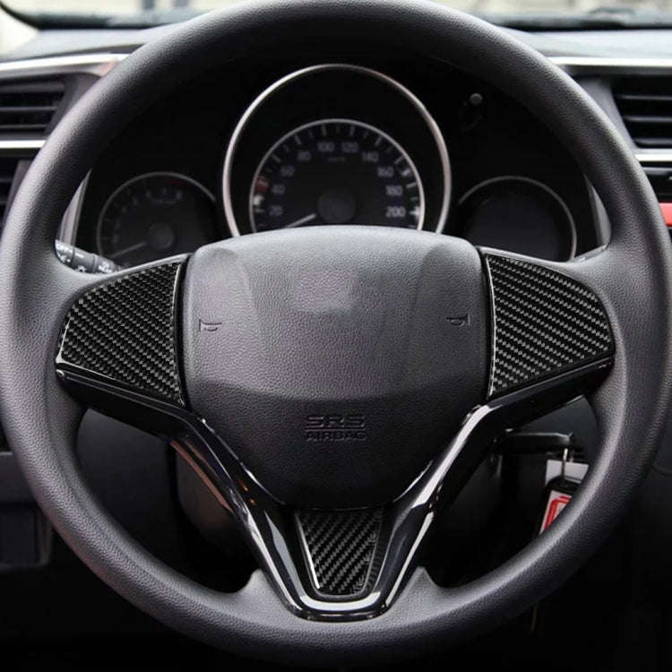 3 in 1 Car Carbon Fiber Steering Wheel Button Decorative Sticker for Honda Fit, Left and Right Dr...