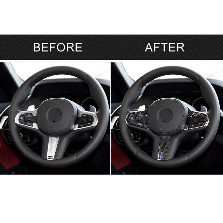 3 in 1 Car Carbon Fiber Tricolor Steering Wheel Button Decorative Sticker for BMW 5 Series G30 X3...