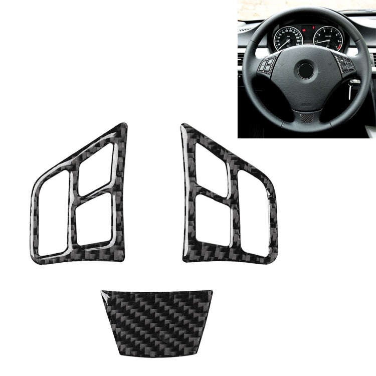 3 in 1 Car Carbon Fiber Solid Color Steering Wheel Button Decorative Sticker for BMW 3 Series E90...