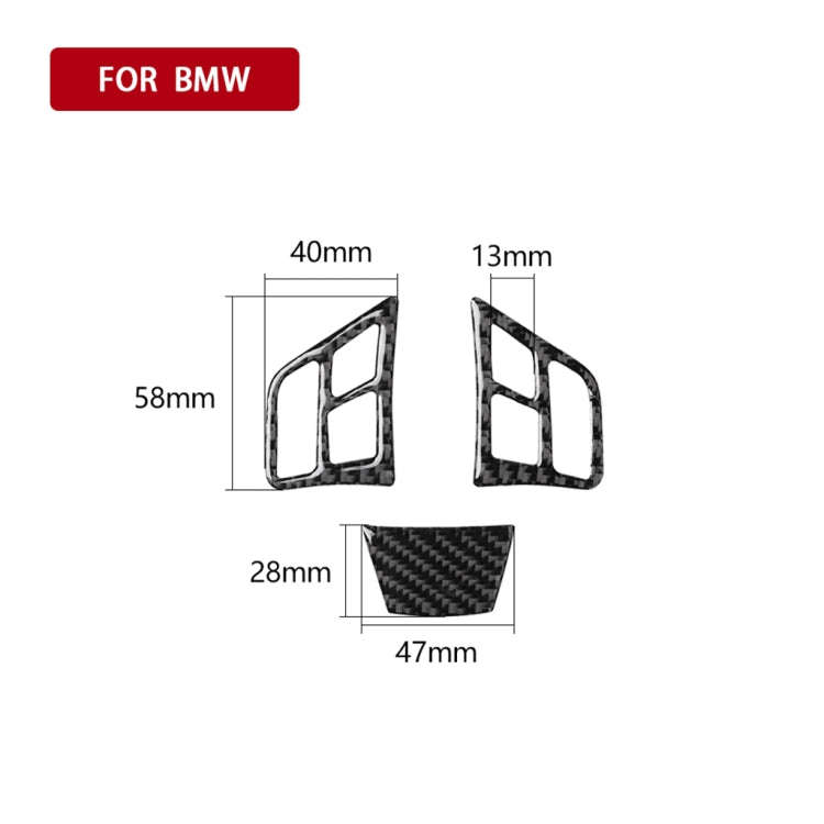3 in 1 Car Carbon Fiber Solid Color Steering Wheel Button Decorative Sticker for BMW 3 Series E90...