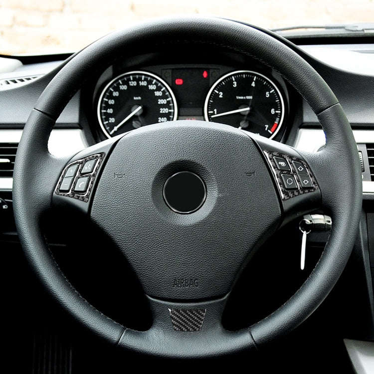 3 in 1 Car Carbon Fiber Solid Color Steering Wheel Button Decorative Sticker for BMW 3 Series E90...