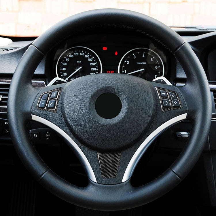 3 in 1 Car Carbon Fiber Solid Color Steering Wheel Button Decorative Sticker for BMW 3 Series E90...