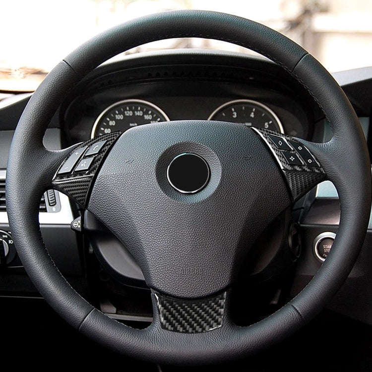 5 in 1 Car Carbon Fiber Solid Color Steering Wheel Button Decorative Sticker for BMW 5 Series E60...