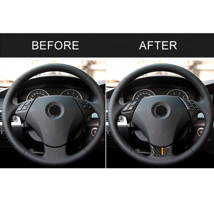 5 in 1 Car Carbon Fiber Germany Color Steering Wheel Button Decorative Sticker for BMW 5 Series E...