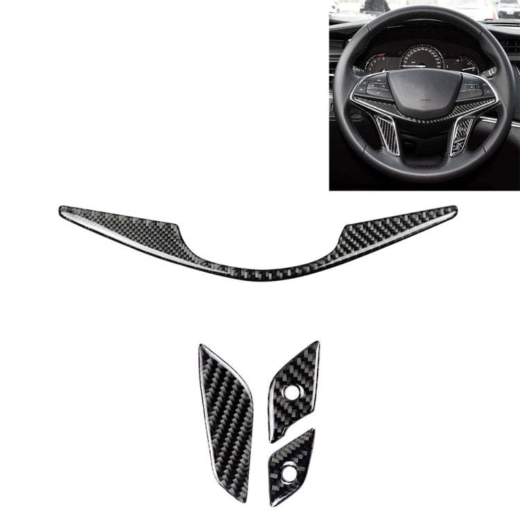 4 in 1 Car Carbon Fiber Steering Wheel Button Decorative Sticker for Cadillac xt5 2016-2017, Left...