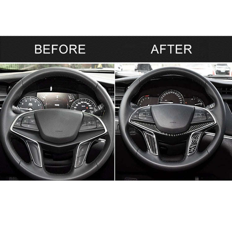 4 in 1 Car Carbon Fiber Steering Wheel Button Decorative Sticker for Cadillac xt5 2016-2017, Left...
