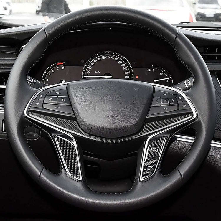 4 in 1 Car Carbon Fiber Steering Wheel Button Decorative Sticker for Cadillac xt5 2016-2017, Left...