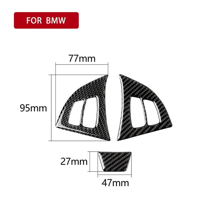 3 in 1 Car Carbon Fiber Solid Color Steering Wheel Button Decorative Sticker for BMW E70 2008-201...