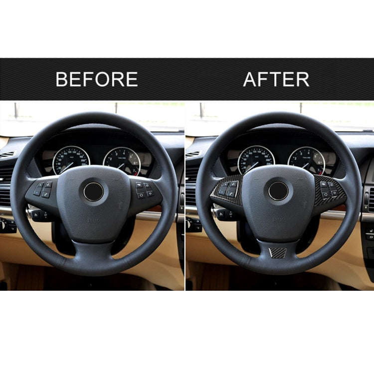 3 in 1 Car Carbon Fiber Solid Color Steering Wheel Button Decorative Sticker for BMW E70 2008-201...