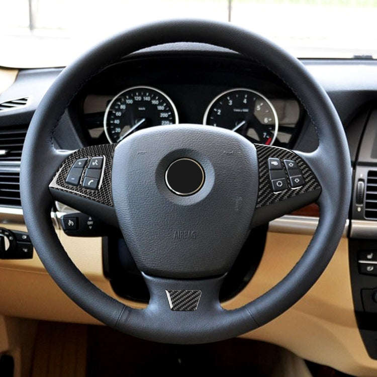 3 in 1 Car Carbon Fiber Solid Color Steering Wheel Button Decorative Sticker for BMW E70 2008-201...