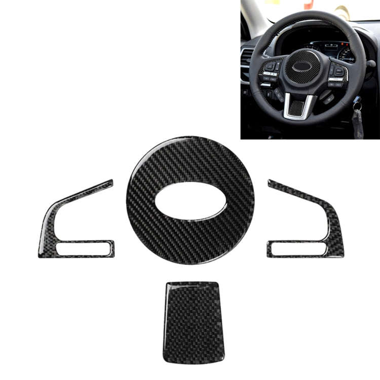 4 in 1 Car Carbon Fiber Solid Color Steering Wheel Button Decorative Sticker for Subaru Forester ...