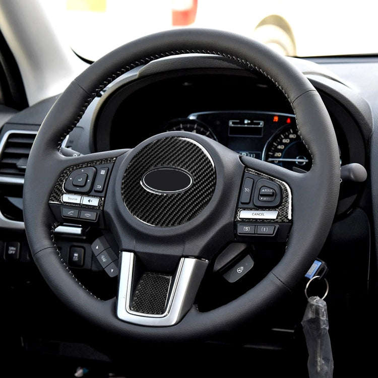 4 in 1 Car Carbon Fiber Solid Color Steering Wheel Button Decorative Sticker for Subaru Forester ...