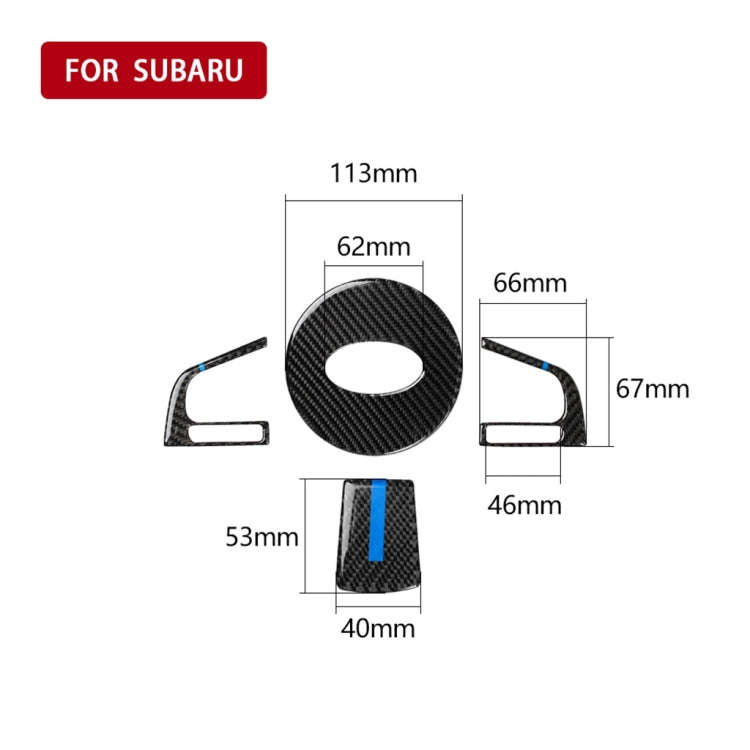 4 in 1 Car Carbon Fiber Blue Steering Wheel Button Decorative Sticker for Subaru Forester 2016-20...