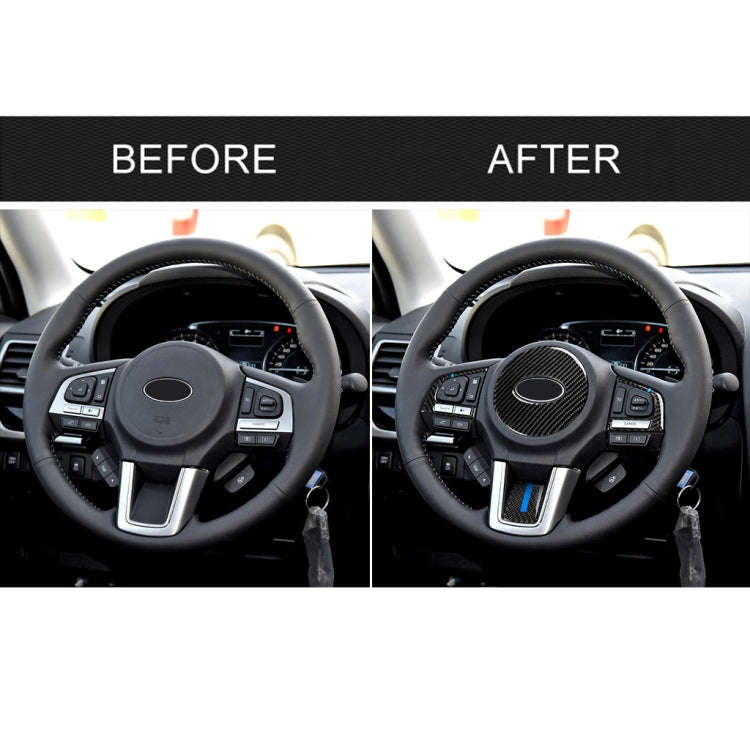 4 in 1 Car Carbon Fiber Blue Steering Wheel Button Decorative Sticker for Subaru Forester 2016-20...