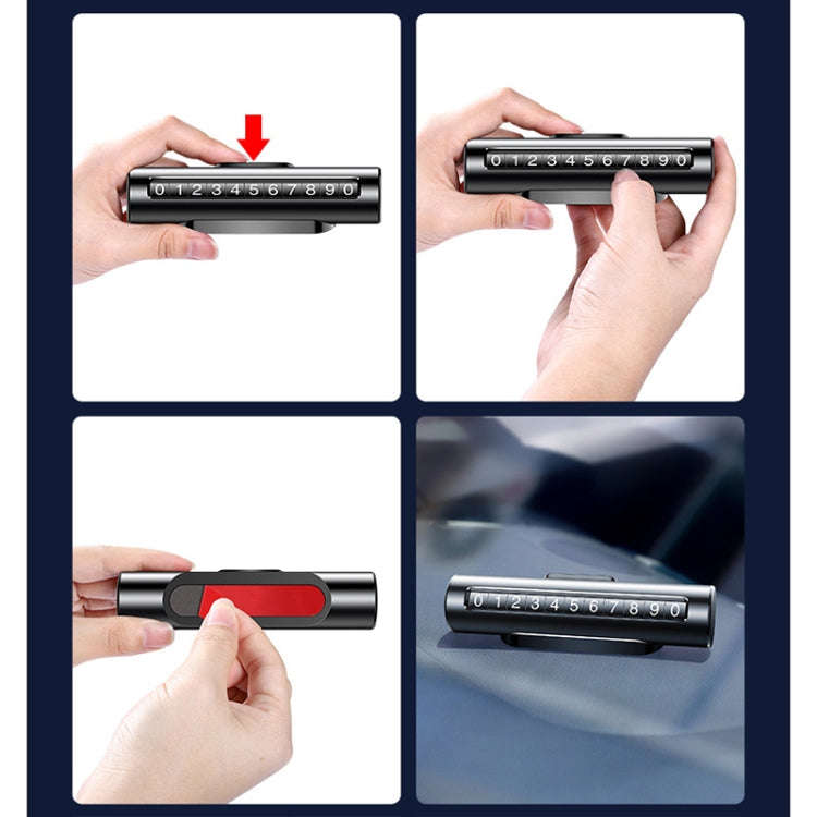 Car Metal Roller Creative Temporary Parking Card Parking Number Card (Silver Grey)