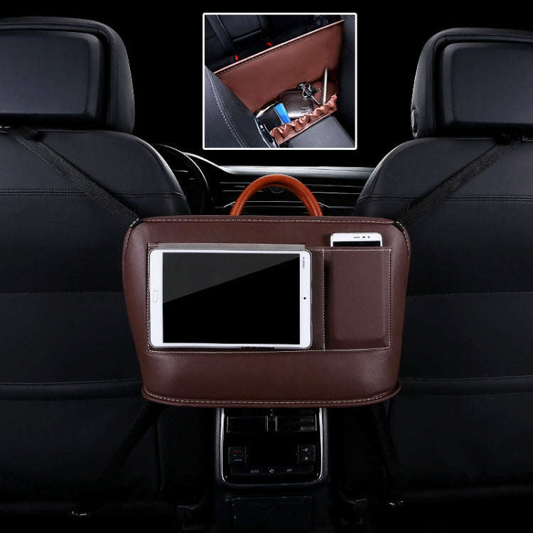 Car Front Seat Hanging Bag Mobile Phone Storage Bag (Coffee)
