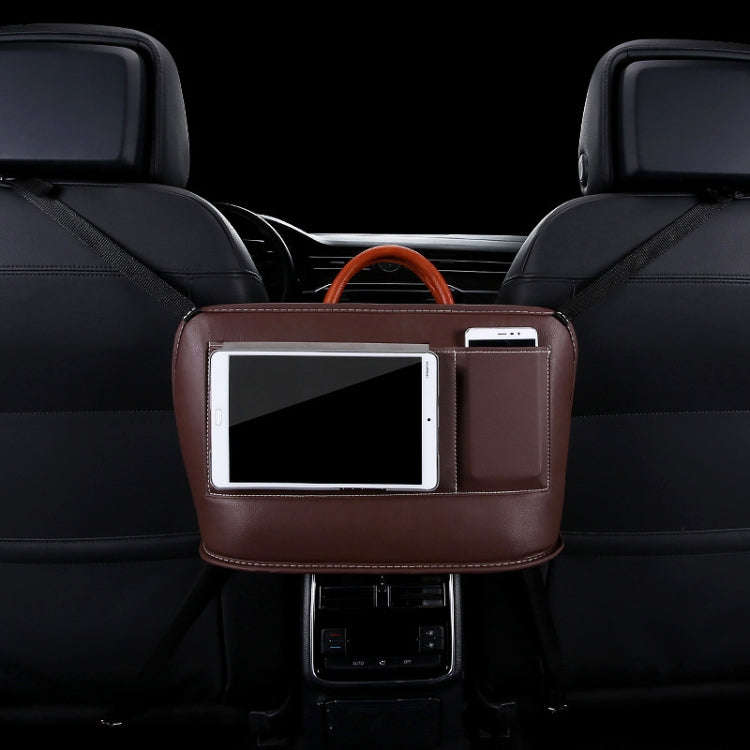 Car Front Seat Hanging Bag Mobile Phone Storage Bag (Coffee)