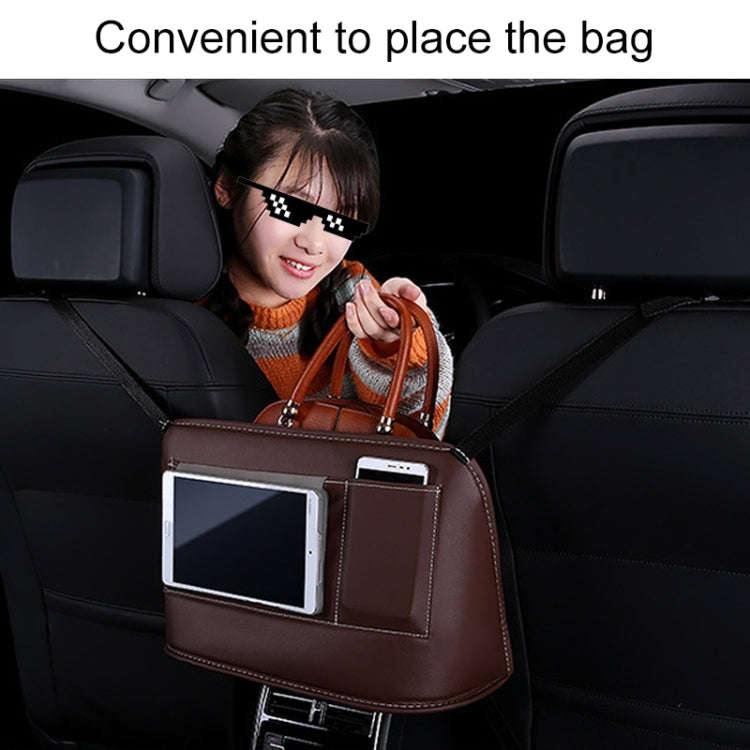 Car Front Seat Hanging Bag Mobile Phone Storage Bag (Coffee)