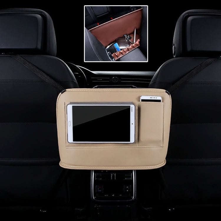 Car Front Seat Hanging Bag Mobile Phone Storage Bag (Beige)