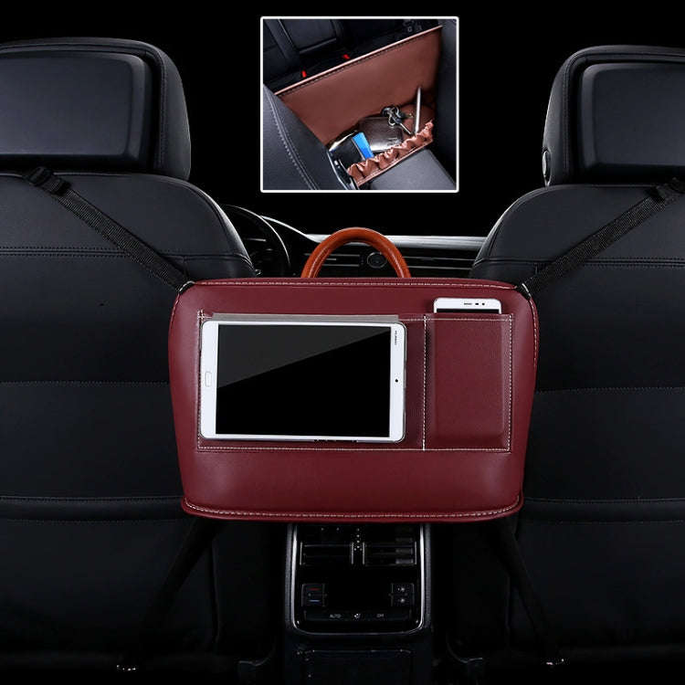 Car Front Seat Hanging Bag Mobile Phone Storage Bag (Wine Red)
