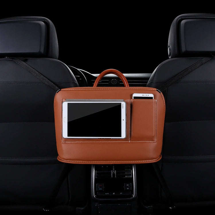 Car Front Seat Hanging Bag Mobile Phone Storage Bag (Brown)