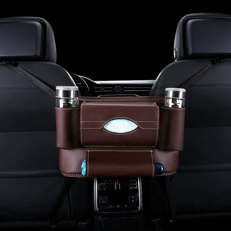Car Front Seat Hanging Bag Paper Towel / Water Cup Storage Bag(Coffee)