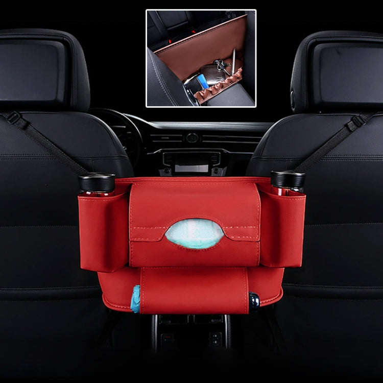 Car Front Seat Hanging Bag Paper Towel / Water Cup Storage Bag(Red)