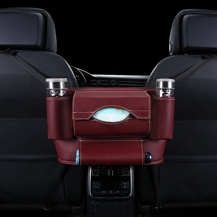 Car Front Seat Hanging Bag Paper Towel / Water Cup Storage Bag(Wine Red)