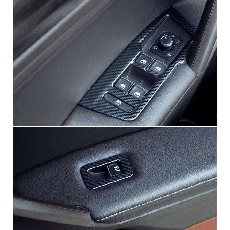 Car Carbon Fiber Window Glass Lifter Panel Decorative Sticker for Volkswagen Tiguan L