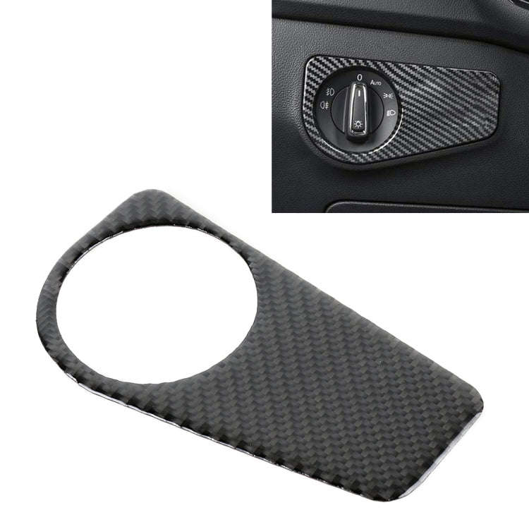 Car Carbon Fiber Headlight Switch Panel Decorative Sticker for Volkswagen Tiguan L, Low Configura...