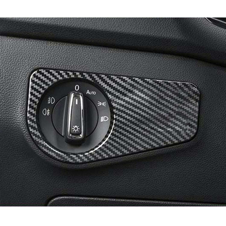 Car Carbon Fiber Headlight Switch Panel Decorative Sticker for Volkswagen Tiguan L, Low Configura...