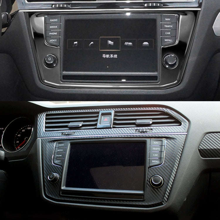 Car Carbon Fiber Navigation Frame Decorative Sticker for Volkswagen Tiguan L, High Configuration