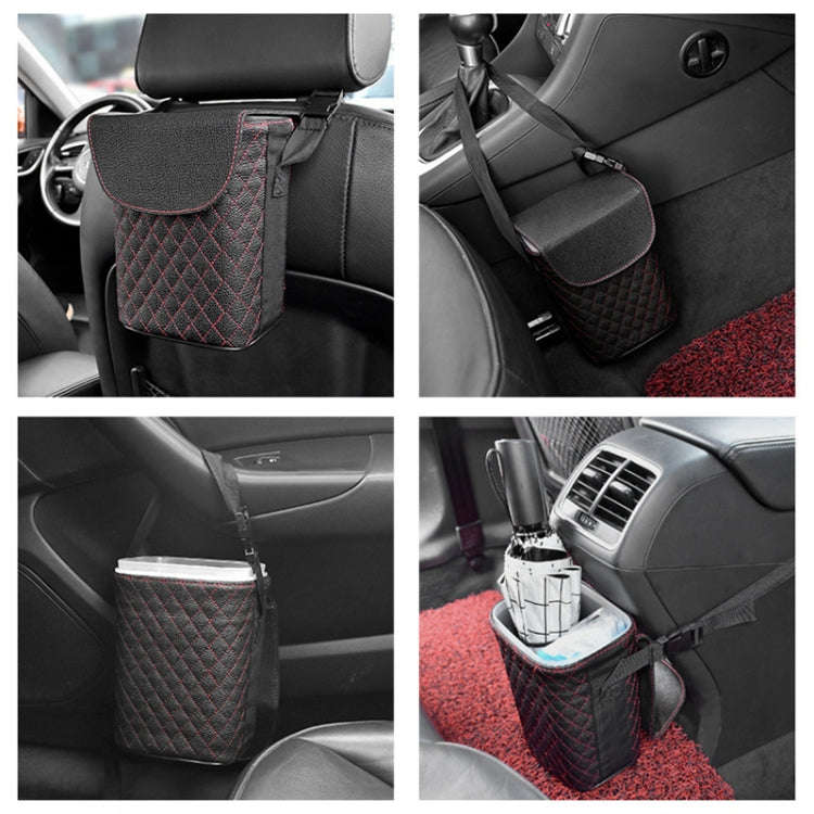 Car Back Seat Hook Garbage Can Car Storage Box (Beige)