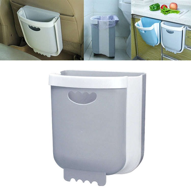 Car Folding Trash Can Household Kitchen Wall-mounted Ashbin(Grey)